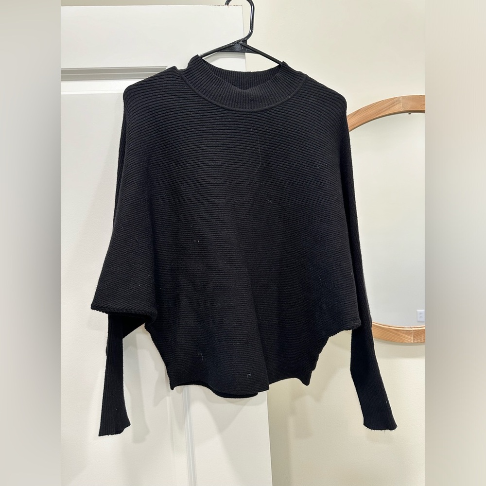 Women's Forever 21 Sweater Crop Top Black Turtleneck Thick Knit Medium M
